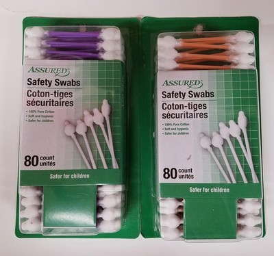 Kids Cotton Safety Swabs - 80 Count - blue and pink - 2 Pack