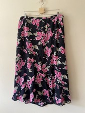 Jacques Vert Chiffon Maxi Long Skirt Size 20 Black Floral Lined Occasion