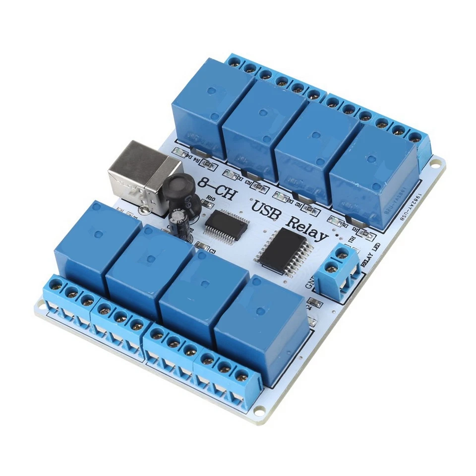 8-channel 12VDC Type B USB Relay Board Module Controller For Automation Robotics - Image 2 of 4