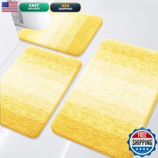 Arotive Microfiber U-Shaped Bathroom Rugs 3 Piece Set 24x16 36x24 24x20