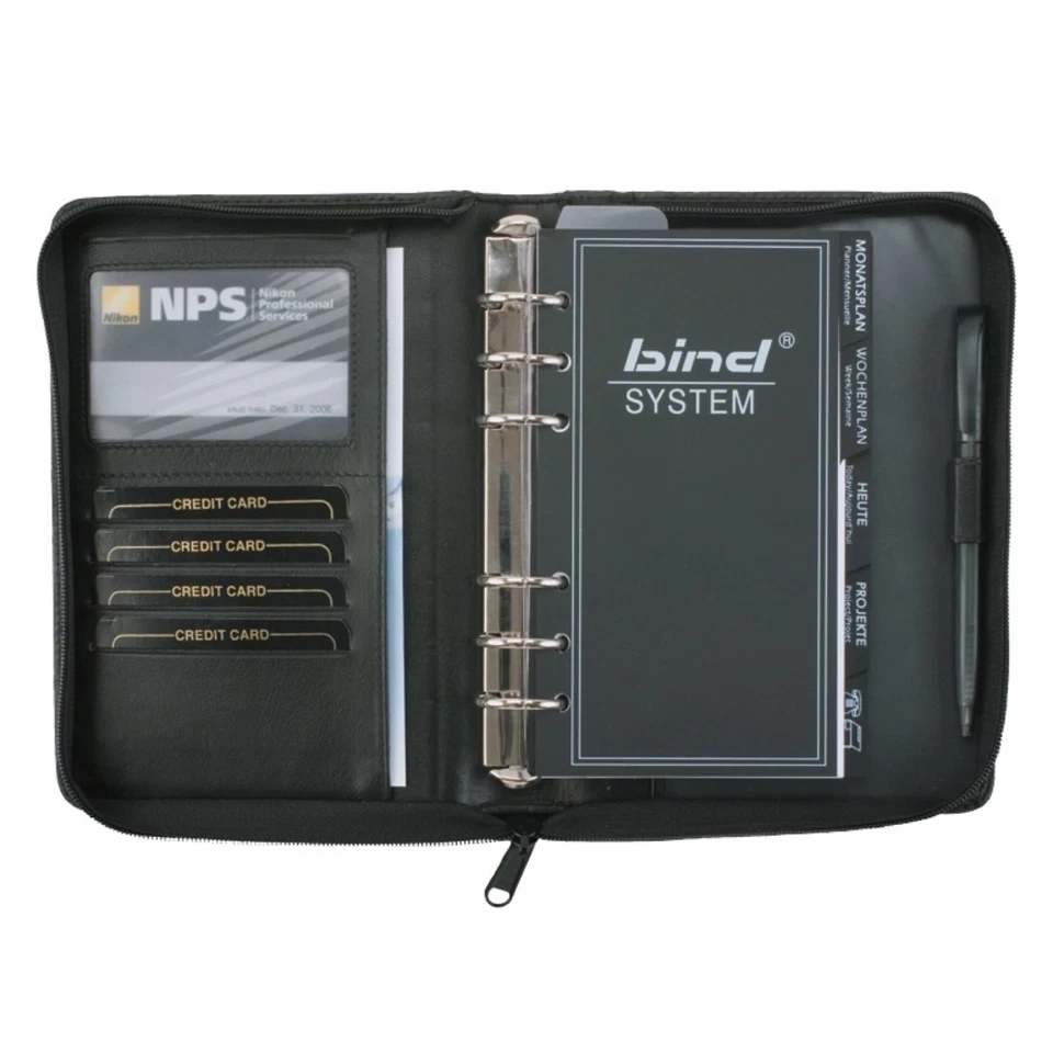 bind Systemplaner A6 Terminplaner Taschenkalender Organizer Leder schwarz 10100 - Bild 2 von 2