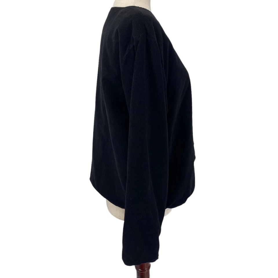 Chaqueta Suéter April Cornell Pana Cremallera M Floral Hoja Bordada Negra Foto 2 de 4