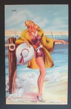 Streamline Bathing Beauties "Linger Awhile" Unposted Curteich Linen Postcard