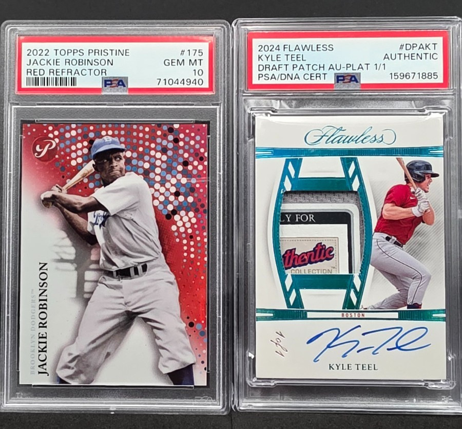 ⚾POP 1 PSA LOT⚾2022 TOPPS PRISTINE JACKIE ROBINSON & 2024 FLAWLESS KYLE TEEL 1/1