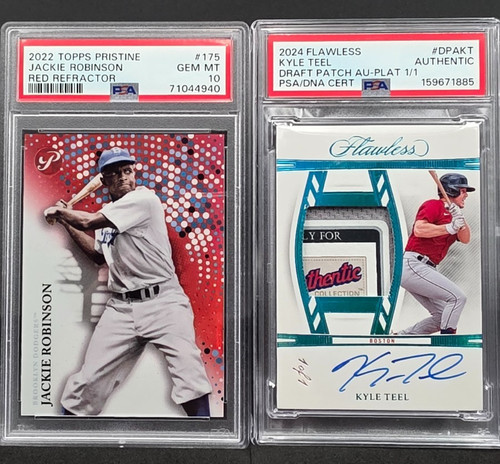 ⚾POP 1 PSA LOT⚾2022 TOPPS PRISTINE JACKIE ROBINSON & 2024 FLAWLESS KYLE TEEL 1/1