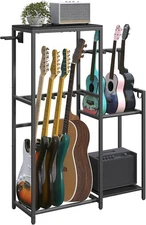 Multi-Guitar Rack, for Acoustic, Electric, Bass, 33L x 11.8 W x 46.5H, Black 