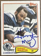 1982 Topps HARVEY MARTIN  Auto Signed Autographed Cowboys HOF With Stub