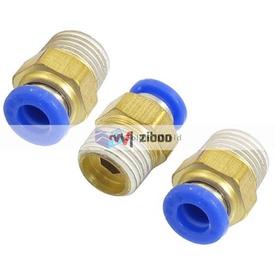 3Pcs PT 1/4'' Male Thread to 6mm Put in Fitting Dual Way Pneumatic Adapter Kd #ea