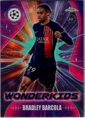 2023-24 Topps Chrome Wonderkids Bradley Barcola #WK-9 Aqua Wave Refractor /199