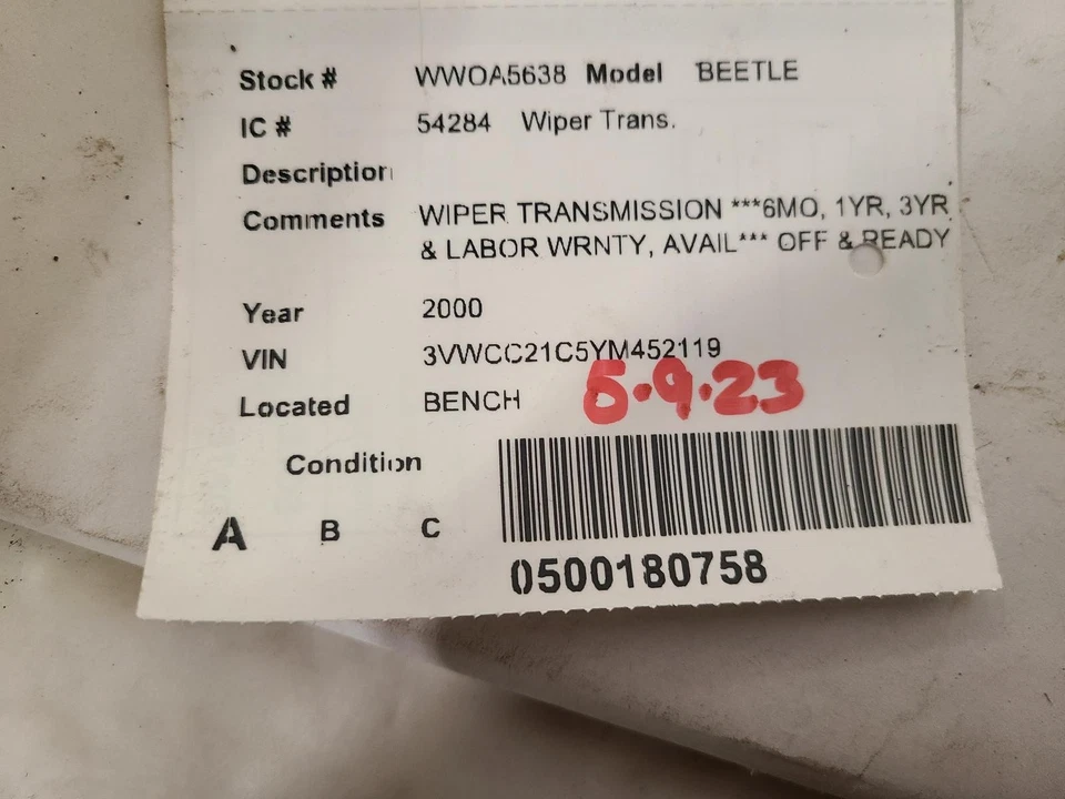 Enlace limpiaparabrisas usado se adapta a: Volkswagen Beetle 2000 grado A Foto 3 de 4