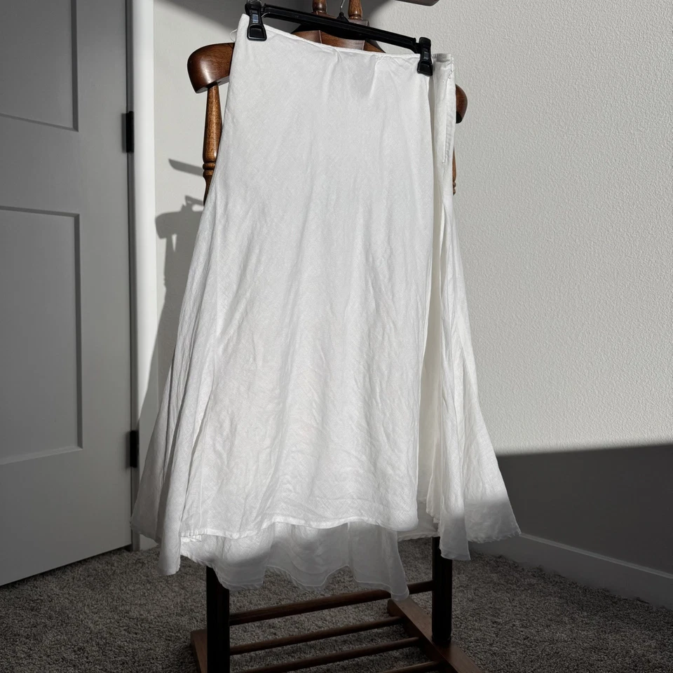 Falda midi blanca 100 % lino INC International Concepts talla 4 - línea A Foto 3 de 4