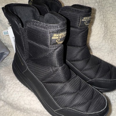 Skechers Women Snow Boots Black Waterproof pull on Rubber Outsole 7US 4UK 37 EUR