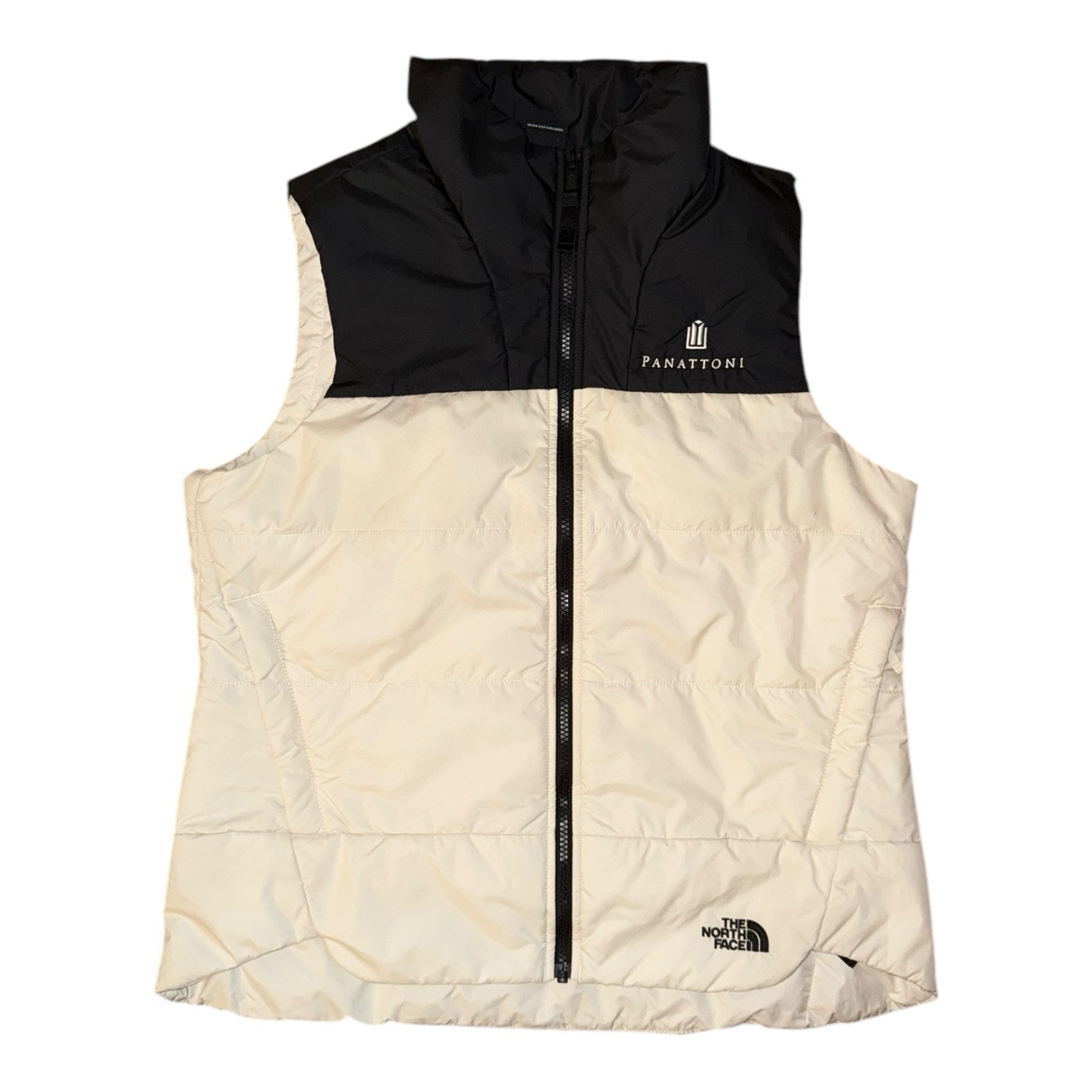The North Face Puffer Gilet Size L Vest Sleeveless Jacket Black White Outdoor