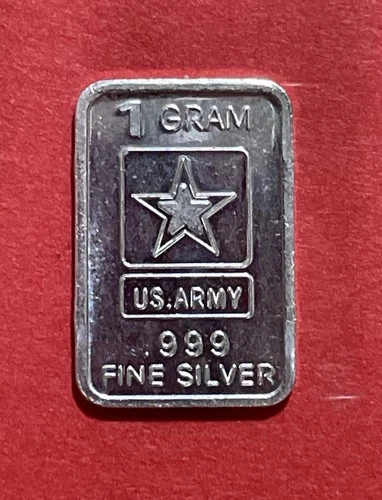 1 Gram Solid Silver US Army Logo Ingot! Fine .999 Pure Silver!