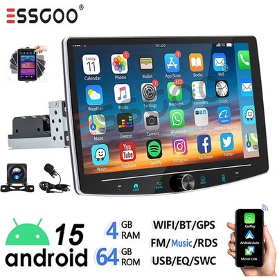 4+64GB Android 15 Carplay 10,1'' Autoradio GPS Navi 1 DIN 360° Drehbar Bildschirm