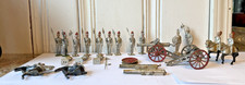 Vintage Cast Lead Knights  Horses Toy Soldiers Cannons Japan 24 Piece Lot READ