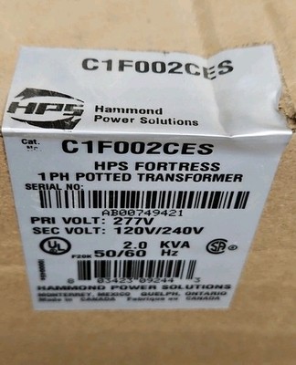 NEW Hammond Power Solutions C1F002CES - Transformer 2kVA 277V-120/240V Copper 