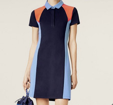 Tory Burch Sport Performance Color-Block Pique Polo Dress Navy Size XS