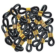 40 Pieces Eyeglass Chain Ends Adjustable Rubber Spectacle End Black and Gold