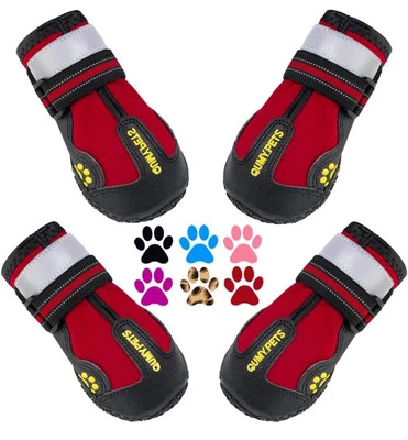 QUMY Dog Shoes for LARGE Dog Boots & Paw Protectors Size 6 52-65lbs RED
