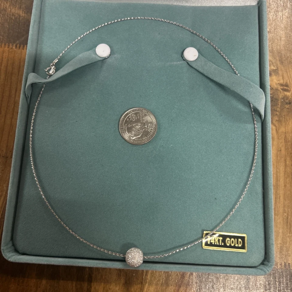"Collar colgante bola oro blanco 14k Milor colgante en caja original 1,56 G" Foto 3 de 4