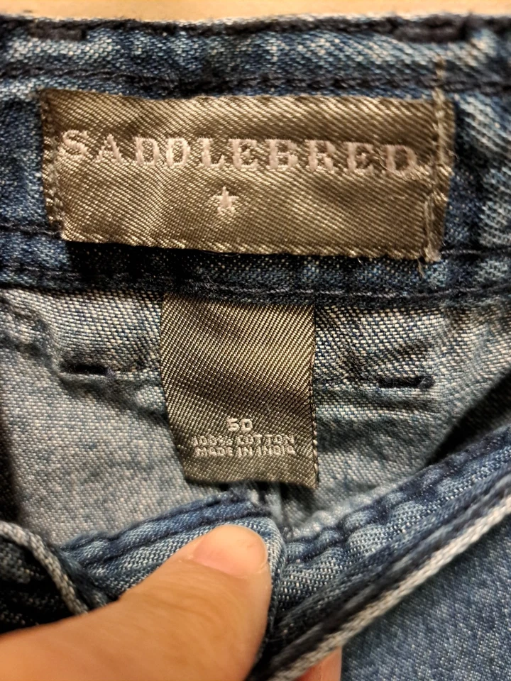 Lote De 3 Pantalones Cortos Para Hombre Saddlebred Nuevos Con Etiquetas Talla 50" Cintura Denim Caqui Estilo Chino Azul Foto 4 de 4