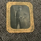 Civil War Confederate Tintype Photo Officer  with rifle /gun