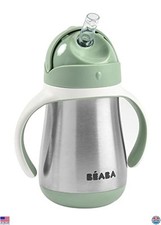 Beaba Sage Stainless Steel Insulated Sippy Cup - 8.5 oz, Spill-Proof, Handles