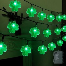 Outdoor St. Patricks Day String Lights, 50 LED Shamrock Decorations 16 FT