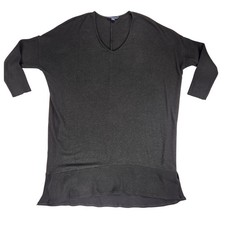 American Eagle Black Knit Shirt Sweater Dress Large Oversized Fitted Sleeve Fall