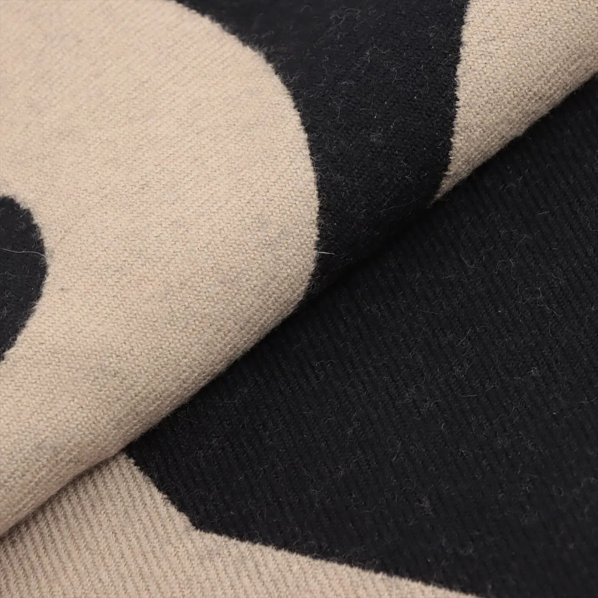 Burberry Logo Scarf Wool Beige x black thumbnail 2