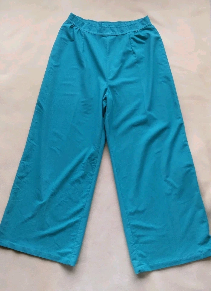 Винтажный ручной работы наряд 3 изделия монохроматический бирюзовый зеленый средний брюки XL топы - Изображение 2 из 4