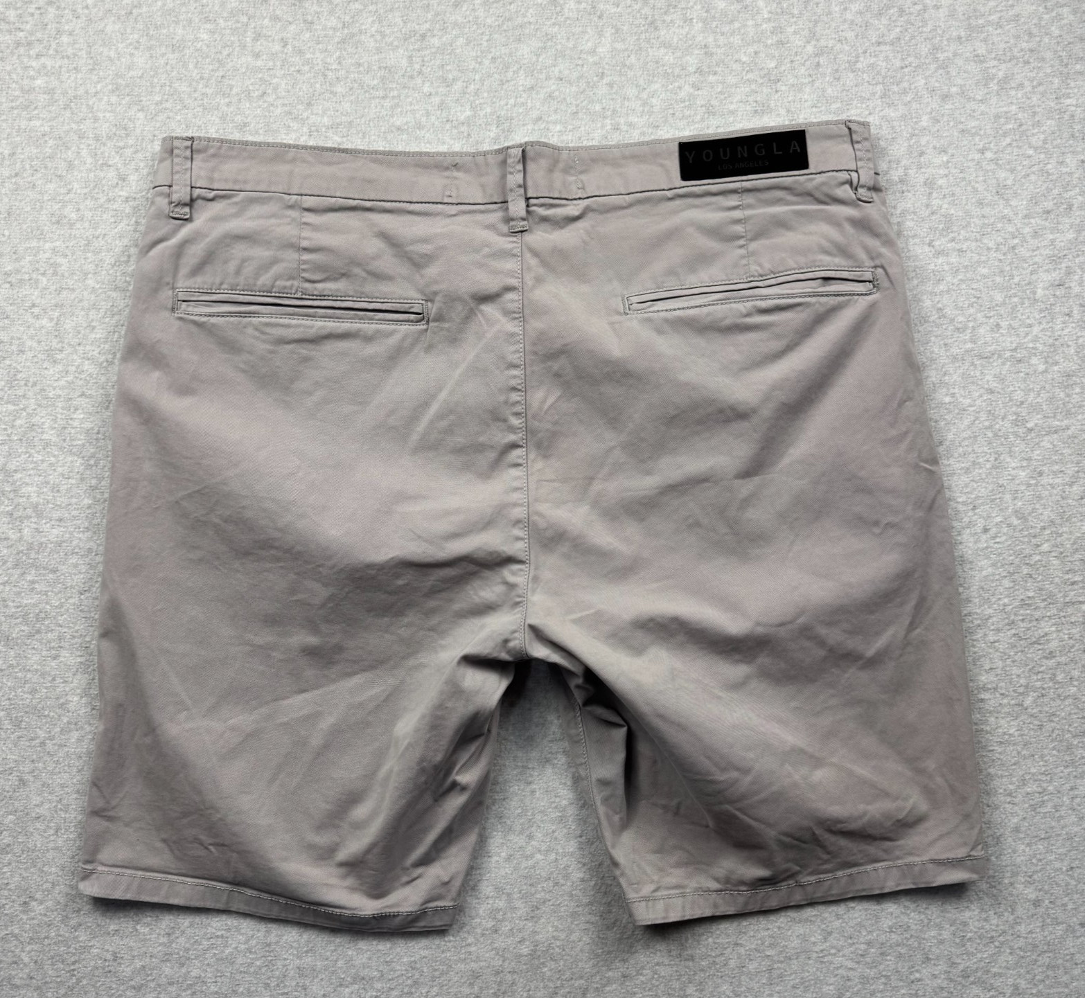 YOUNGLA Men's Size 36 Button Fly 9" Gray Chino Shorts