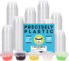  500 Sets - 2Oz Disposable Plastic Souffle/Portion Cups with Lids Bulk Perfect