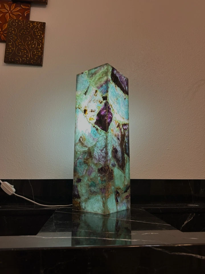 Fluorite Crystal Lamp, Handcrafted Table Lamps 19" High, Nightstand Lamps - Image 3 of 4