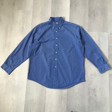 BROOKS BROTHERS MENS DRESS SHIRT 17 Blue Check Collar Long Sleeve Button Front