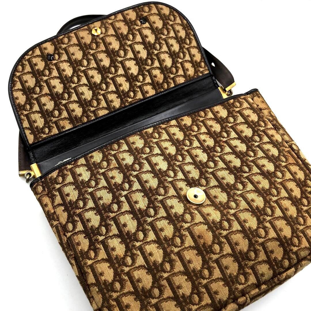 Christian Dior Shoulder Bag Canvas Brown Trotter Vintage Women's Authentic thumbnail 9