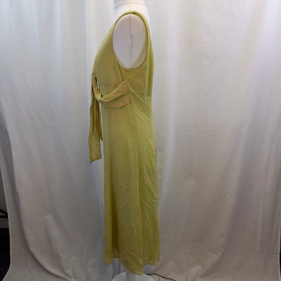 Vestido L.K.Bennet Verde y Rosa Lunares Fluido 100% Seda Reino Unido 12 Excelente Foto 3 de 4