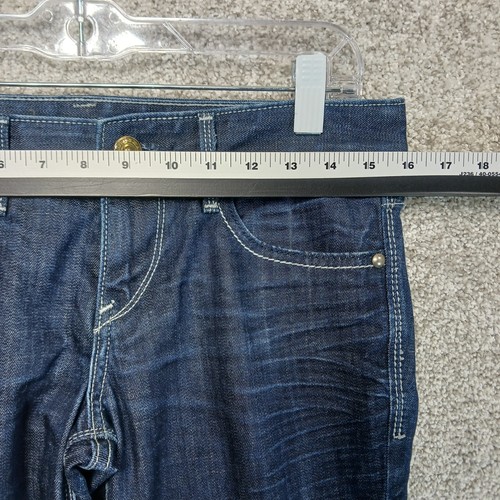 Pantalones de mezclilla Express Jeans para mujer 4R lavado oscuro ajustados elásticos bolsillos bordados - Imagen 5 de 11