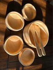 wooden salad bowl set