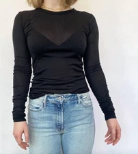 Enza Costa Bold Long Sleeve Crew Size XS