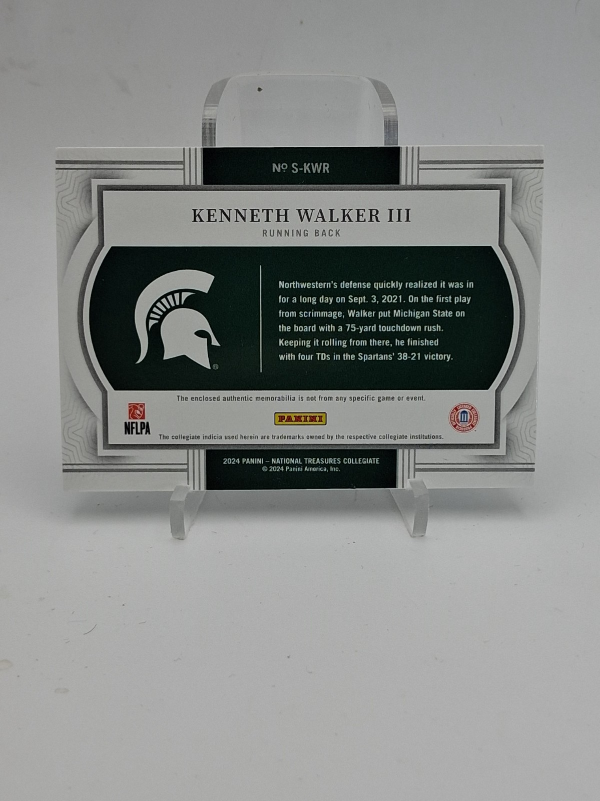 Kenneth Walker III 2024 National Treasures Collegiate Patch Super Bowl MVP ** view 2