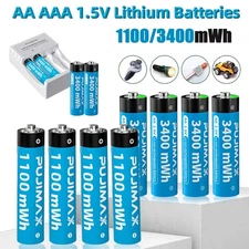 1.5V AA AAA Rechargeable Li-ion Batteries / Fast Lithium Battery Charger LOT USA