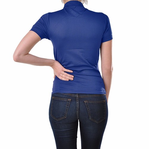 Camisa de manga corta cuello simulado cuello de tortuga cuello sin mangas elástica calce ajustado - Imagen 13 de 27