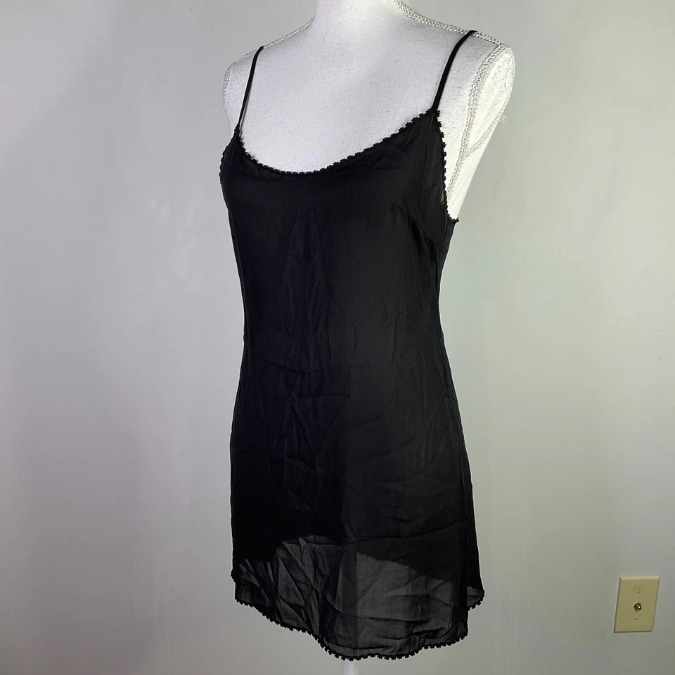 Regata CHANEL preta malha seda capa roupão feminino tamanho 38 transparente sem mangas - Imagem 4 de 4