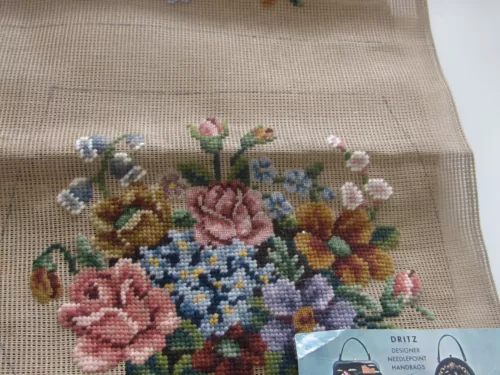 VINTAGE DRITZ NEEDLEPOINT DESIGNER CANVAS KIT-LADIES PURSE  HANDBAG TO COMPLETE
