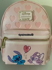 LOUNGEFLY DISNEY LILO  STITCH SERIES STITCH  ANGEL PINK HEART MINI BACKPACK