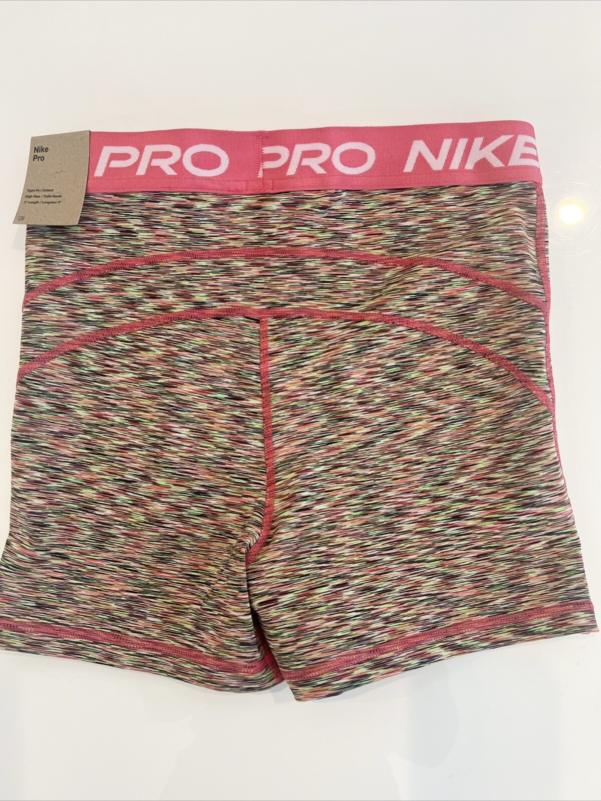 $38 NWT Nike Women's Size L Pro 3'' Athletic Training Shorts Multi HJ6348-629 thumbnail 4