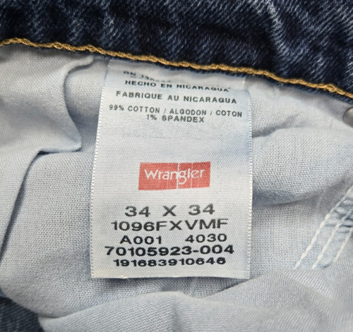 Wrangler Jeans Men's 34x34 Straight Leg Denim Blue Cowboy Western Rodeo Pants - Picture 8 of 9