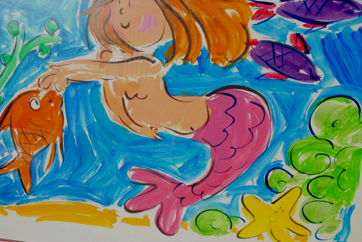 Sally Huss b. 1940 original whimsical painting by popular